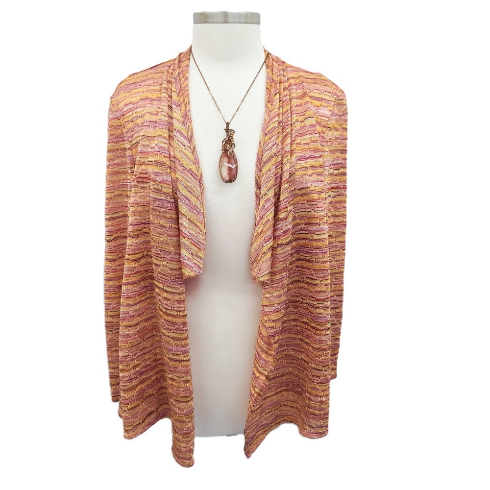 Peck & Peck Collection Womens 16 Multicolor Open Front Cardigan Jacket Boho